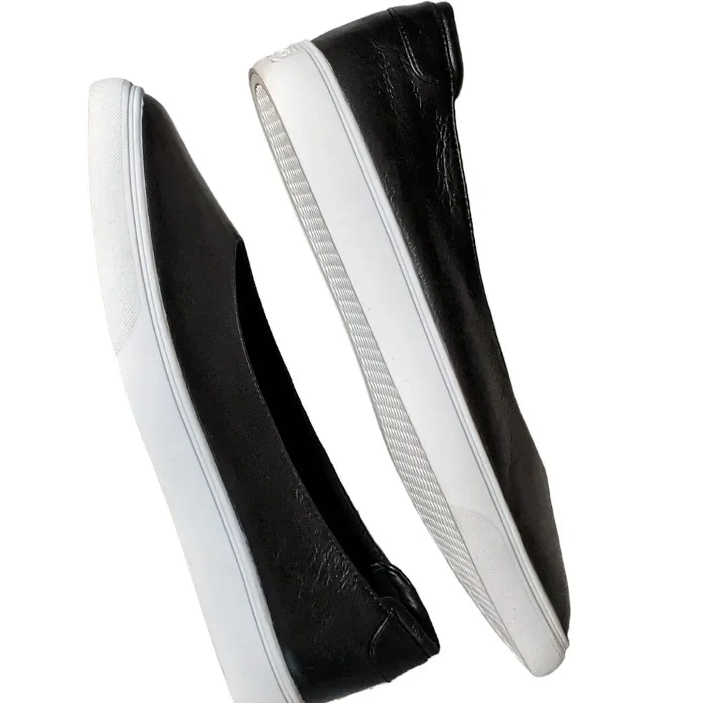 J/Slides Gwen black leather platform slip on sneaker loafer size 11M